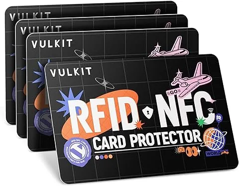 Karty blokujące RFID/NFC - zestaw 4 szt., ultracienki ochraniacz kart kredytowych, ochraniacz kart zbliżeniowych, premium bloker NFC, do kart kredytowych, paszportów, portfela