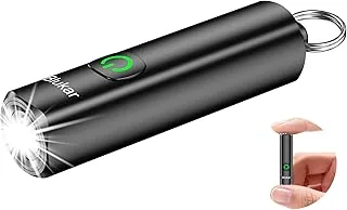 Blukar EDC Mini Latarka Kieszonkowa Ładowane, 3 Tryby Oświetlenia, Długi Czas Pracy Baterii, Funkcja Pamięci, Wodoodporna, Kompaktowa w Sytuacjach Awaryjnych, na Kempingu, Podczas Pieszych Wędrówek
