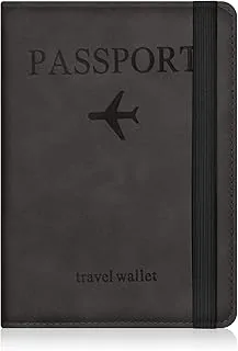 Etui na paszport, uchwyt na paszport z blokadą RFID, PU skórzany uchwyt na dokumenty podróży wodoodporny odporny na zużycie do paszportów kart kredytowych etui na dowód osobisty, Czarny (Black)