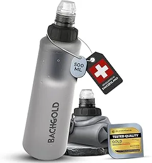 Bachgold® Squeeze Butelka z Filtrem Wody – Ultralekki Filtr Wody | Usuwa Wirusy, Bakterie i Mikroplastiki | Outdoor (Biały 500ml)
