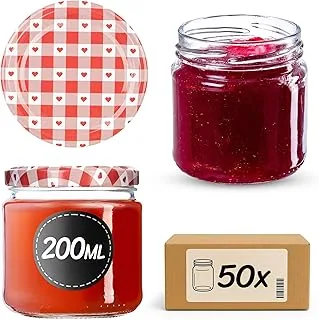KADAX 50 sztuk Słoiki 200 ml z Nakrętką Twist-Off fi66 – Grubościenne Słoje szczelne do zmywarki, do dżemów, miodu, marynat & przetworów