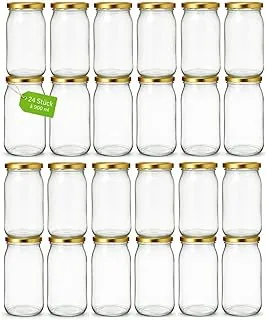 Słoiki na przetwory, 900 ml, ze złotymi pokrywkami, zestaw 24 słoików z zakręcanymi pokrywkami, słoiki na dżem, miód, ogórki, paprykę, owoce i zapasy, słoiki na przetwory, słoiki na przetwory