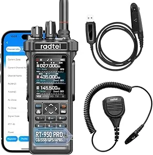 Radiotelefon amatorski Radtel RT-950 PRO 27 MHz TX GPS/APRS, 10 W Walkie Talkie, przenośny radiotelefon dwukierunkowy dalekiego zasięgu (z kablem do programowania i mikrofonem)