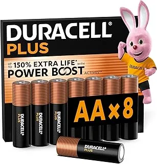 DURACELL Baterie Plus AA, 8 szt., baterie alkaliczne 1,5 V–nawet do 150% więcej energii dzięki formule POWER BOOST ze składnikami aktywnymi–dla urządzeń codziennego użytku–MN1500