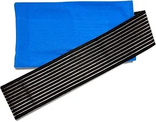 Pokrowiec na kompres żelowy zimno/ciepło 26,7×14,5 cm – wyściełany, prany i wielokrotnego użytku – regulowana elastyczna opaska (rzep) antypoślizgowa – na kolano, szyję, bark i lędźwie