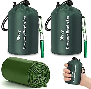 Flintronic 2 sztuki śpiwór survivalowy, awaryjny worek bivvy, koc ratunkowy, namiot ratunkowy, wielokrotnego użytku, wodoodporny, ultralekki, odporny na ciepło, ochrona przed zimnem, do kempingu na