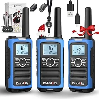 Radioddity PR-T8 Walkie Talkie dla dzieci, PMR446 Dwukierunkowe radio z możliwością ładowania, daleki zasięg, funkcja połączeń grupowych, VOX, latarka, bateria 2000 mAh, ładowanie USB-C, do wędrówek,