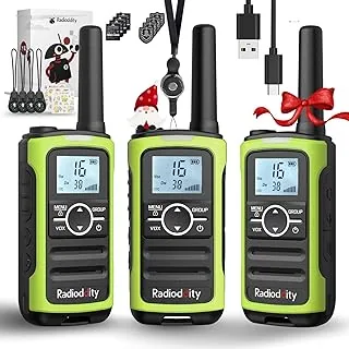 Radioddity PR-T8 Walkie Talkie dla dzieci, PMR446 Dwukierunkowe radio z możliwością ładowania, daleki zasięg, funkcja połączeń grupowych, VOX, latarka, bateria 2000 mAh, ładowanie USB-C, do wędrówek,