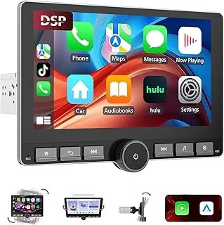 Haudio Obrotowe radio samochodowe, radio samochodowe 1 DIN, ekran dotykowy IPS 10,1 cala z bezprzewodową funkcją Carplay i Android Auto, gra samochodowa z DAB, radio FM, łącze lusterka, kamera tylna