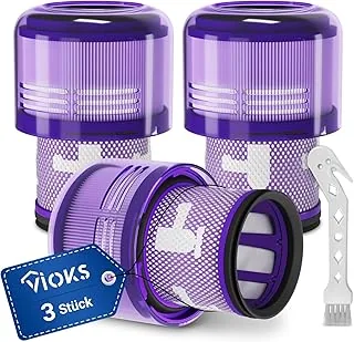 VIOKS Zestaw 3 filtrów do odkurzacza Dysоn 970013-02 97001302 + 1 x szczotka do czyszczenia – akcesoria Dysоn do V11 V15 SV14 SV17 SV22 Detect Animal Absolute Extra Pro Torque Drive