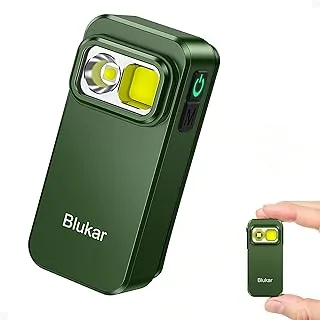 Blukar Latarka LED Ładowane, Superjasna Mini Latarka EDC z Klipsem, 3 źródła światła, 5 Trybów, Trwała, Eodoodporna, Kompaktowa w Sytuacjach Awaryjnych, na Kempingu, Podczas Pieszych Wędrówek