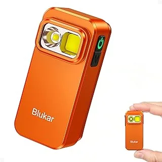 Blukar Latarka LED Ładowane, Superjasna Mini Latarka EDC z Klipsem, 3 źródła światła, 5 Trybów, Trwała, Eodoodporna, Kompaktowa w Sytuacjach Awaryjnych, na Kempingu, Podczas Pieszych Wędrówek