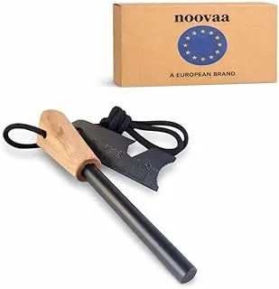 Krzesiwo magnezowe z krzemieniem – Rozpałka z uchwytem z litego drewna, 12 000 iskier – Zestaw survivalowy do rozpalania ognia na camping, trekking, bushcraft, outdoor