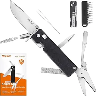 NexTool Knight K30 scyzoryk kieszonkowy z blokadą fali uderzeniowej, narzędzie wielofunkcyjne 11 w 1 z ostrzem stalowym 2,76" 14C28N, nożyczki radełkowane do EDC, do użytku na zewnątrz i dla