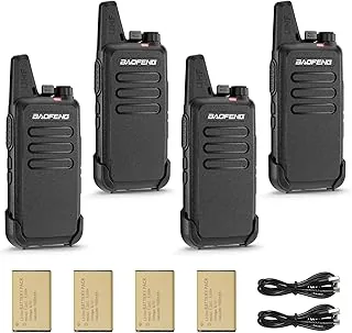 Baofeng T22 Walkie Talkie-talkie-zestaw bez licencji PMR446, profesjonalne urządzenie radiowe, zasięg do 3 km, 16 kanałów, radio do ponownego ładowania z zestawem słuchawkowym (4 sztuki)