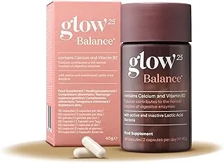 Glow25® Balance [30 porcji] – z bakteriami kwasu mlekowego, proszkiem z kiwi, inuliną, wapniem i witaminą B2 – łatwo przyswajalne – pochodzenia roślinnego i wegańskie