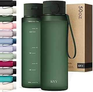 KIVY Butelka do picia z klapką (ciemnozielona, 1500 ml)