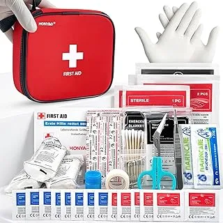 HONYAO Apteczka Pierwszej Pomocy 125 szt, Mini Apteczka Pierwszej Pomocy, Mini Apteczka Podróżna, Kompaktowy Apteczka, First Aid Kit do Łódka Rower Work Camping Mountain Piesze wycieczki Samochód
