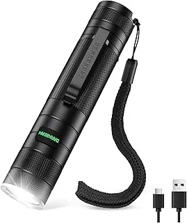 DARKBEAM latarka LED ładowalna USB C niezwykle jasna, małe i jasne mocna latarki kieszeniowe, Wodoodporny ręczne światło błyskowe do kempingu, na zewnątrz, awaryjne, torch dużym zasięgu z baterią